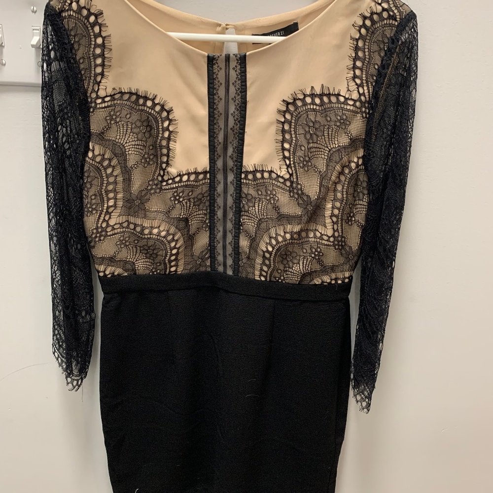 Black and Beige Laced Dress